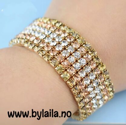 Crystal Bracelet - Strikkarmbånd  6 rader med strass - Bilde 2