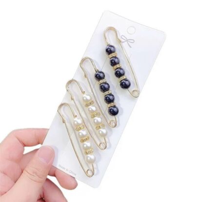 Pyntenål / Sikkerhetsnålbrosje med perler og Rhinestones - Bilde 3