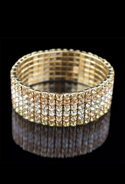 Crystal Bracelet - Strikkarmbånd  6 rader med strass
