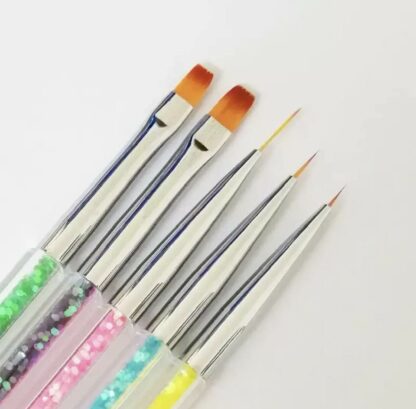 Dobbelt neglpenselsett 5 pk - Nail art decor - Bilde 3