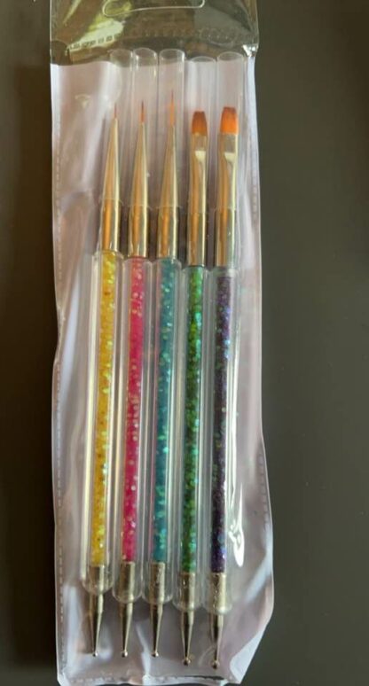 Dobbelt neglpenselsett 5 pk - Nail art decor - Bilde 4