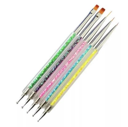 Dobbelt neglpenselsett 5 pk - Nail art decor - Bilde 5