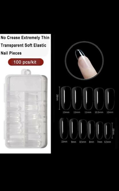 100-pk myke transparente kunstige negler - Press on nails