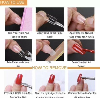 100-pk myke transparente kunstige negler - Press on nails - Bilde 4