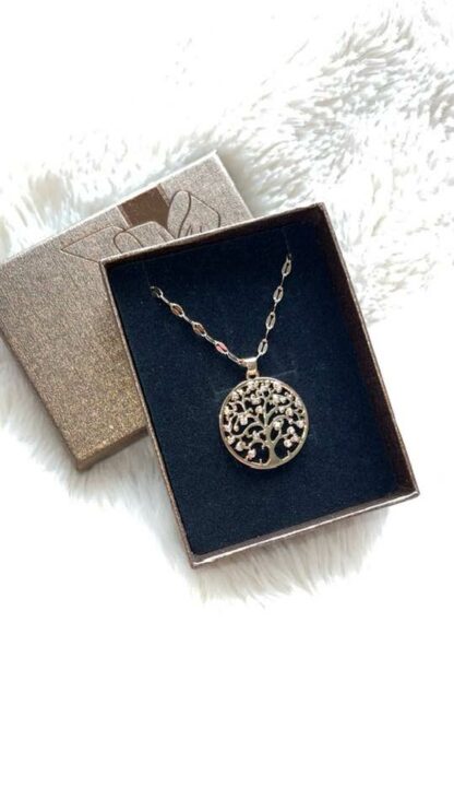 Tree of Life  - Kjede og anheng med Cubic zirconia stener