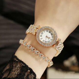Pointer Quartz - Klokke og armbånd med rhinestones