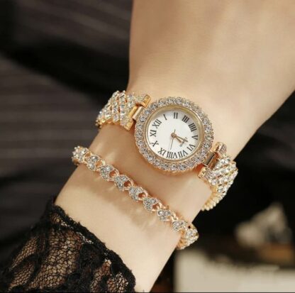 Pointer Quartz - Klokke og armbånd med rhinestones