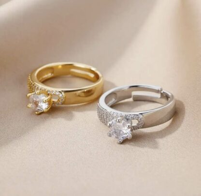 Embla justérbar ring med zirconia  - Stainless steel