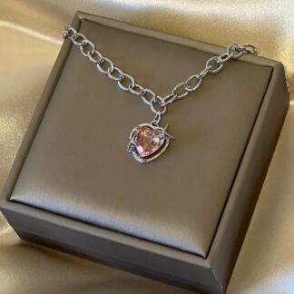Heart - kjede i stainless steel