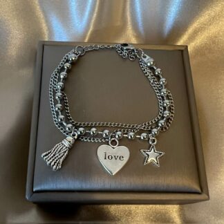 LOVE bracelet - Armbånd med charms i stainless steel
